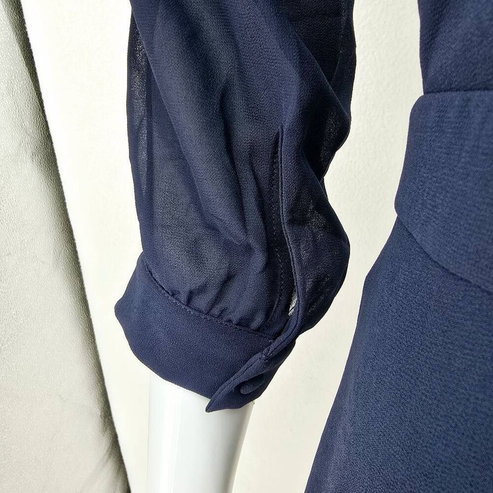ModCloth Ruffle A-Line Open Back Mini Blue 8 - Picture 4 of 9